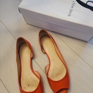 Women's Nine West Orange Peep Toe Flat